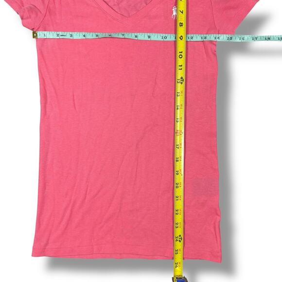 Ralph Lauren Sport Top Women Medium Pink Pull Over Short Sleeve Cotton Logo - Picture 6 of 6